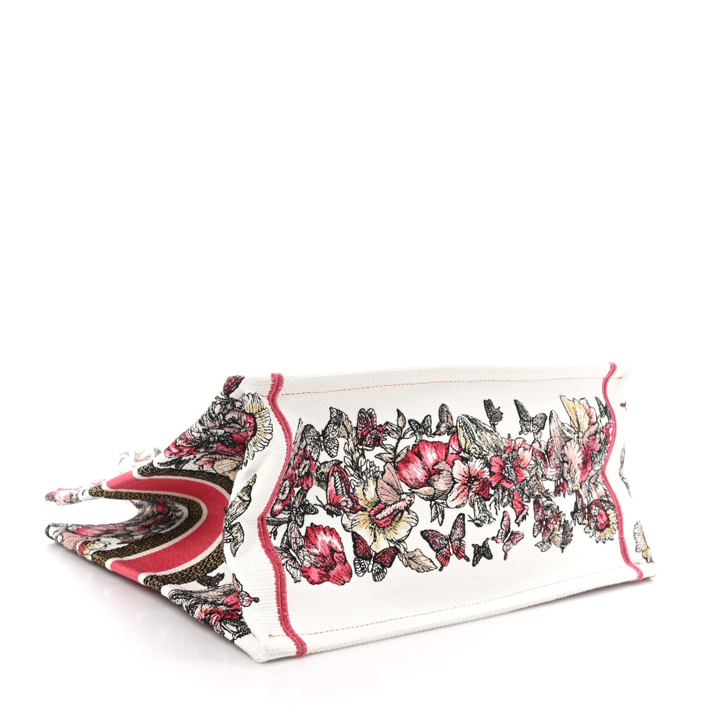Canvas Embroidered Medium Butterfly Print Book Tote Multicolor