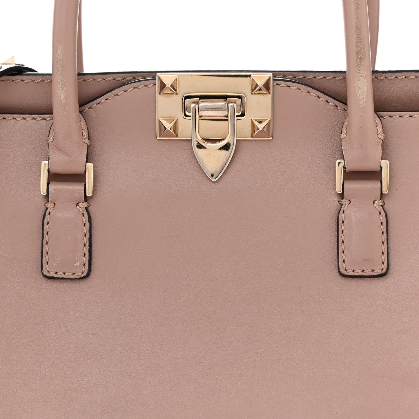 Vitello Small Rockstud Double Handle Tote Poudre