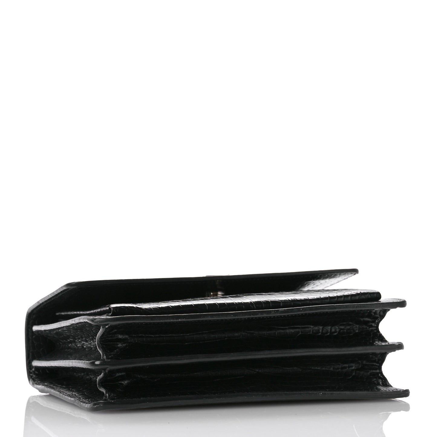 Calfskin Crocodile Embossed Medium Monogram Sunset Black