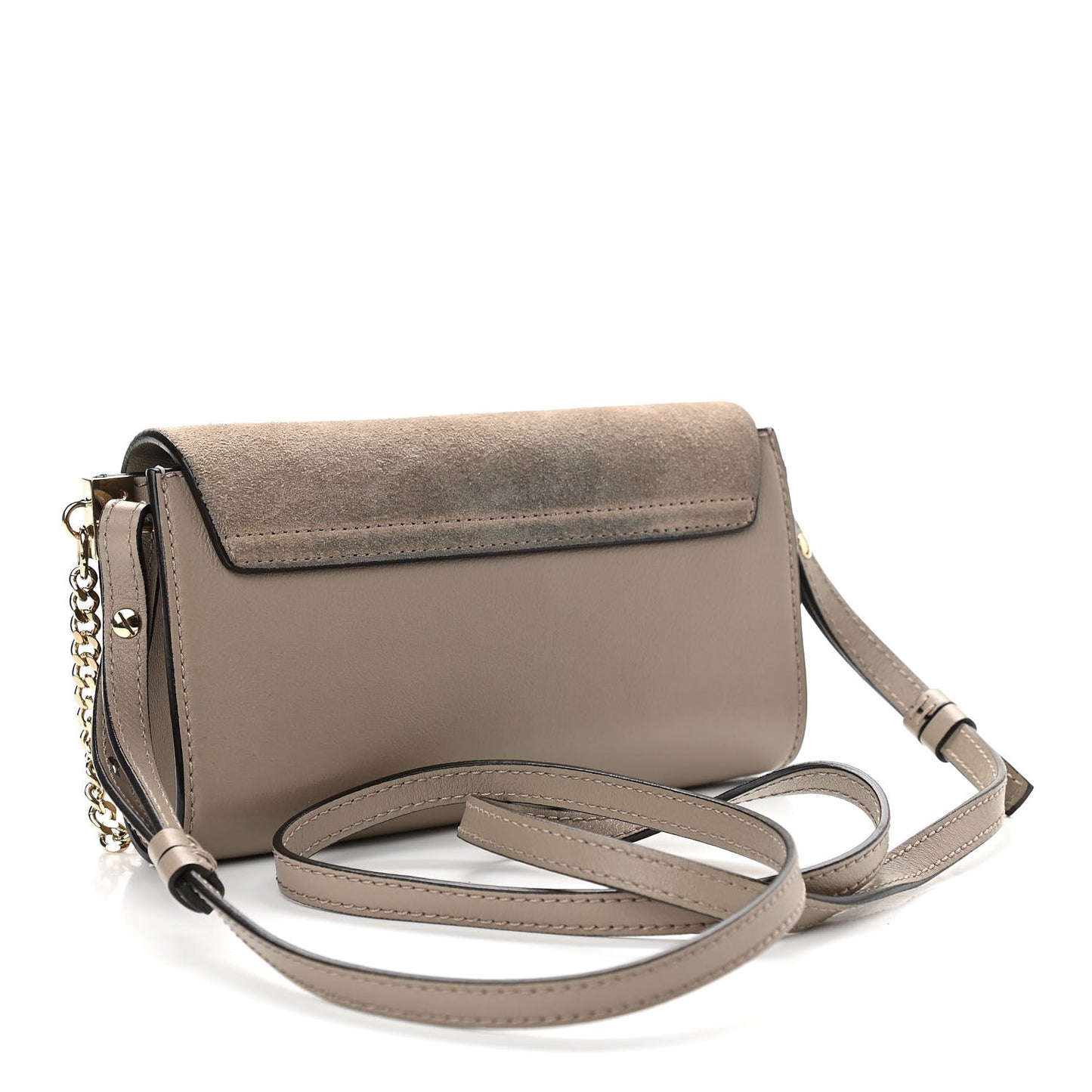 Suede Calfskin Mini Faye Shoulder Bag Motty Grey