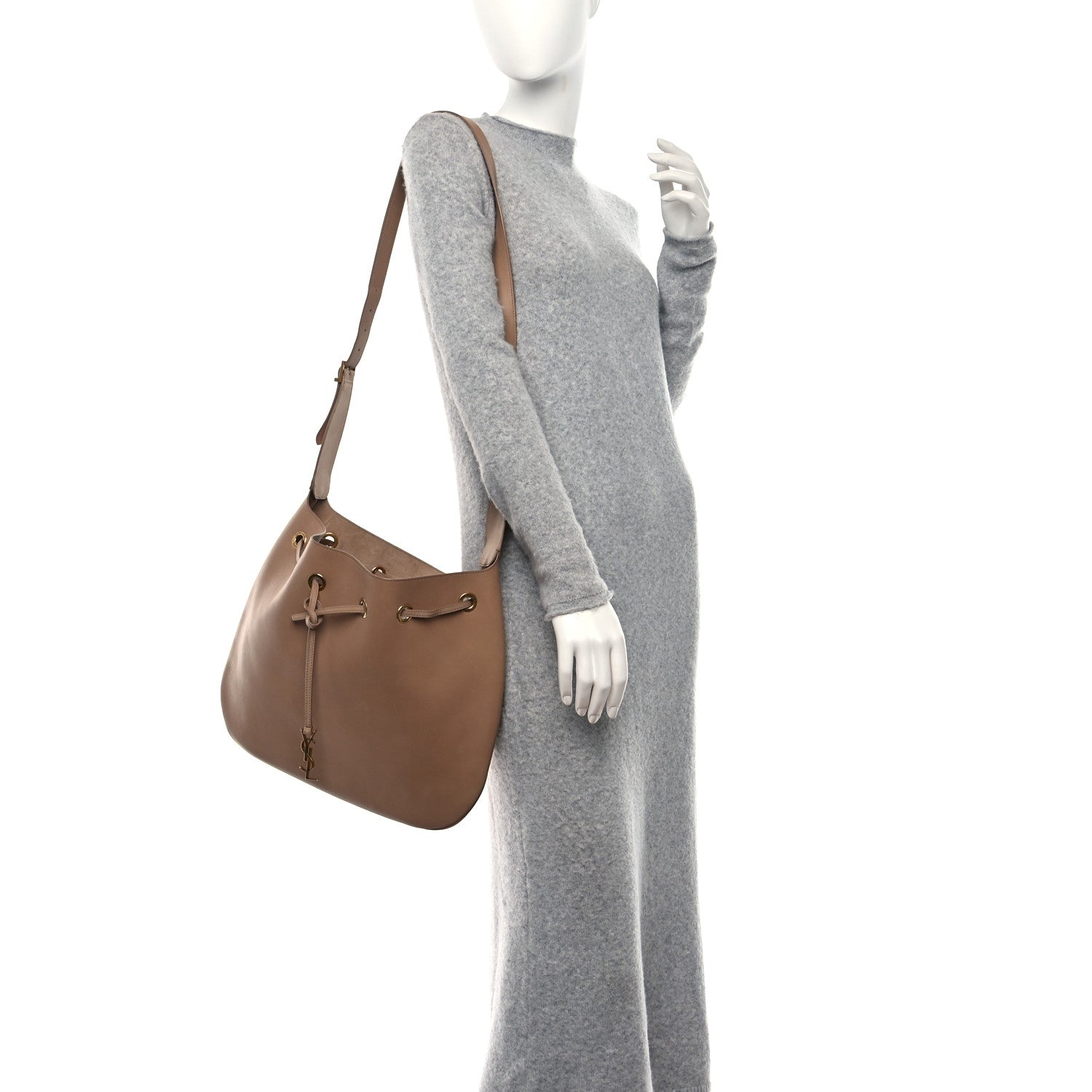 Saint Laurent Calfskin Medium Paris VII Flat Hobo Biscuit Beige 3 of 11