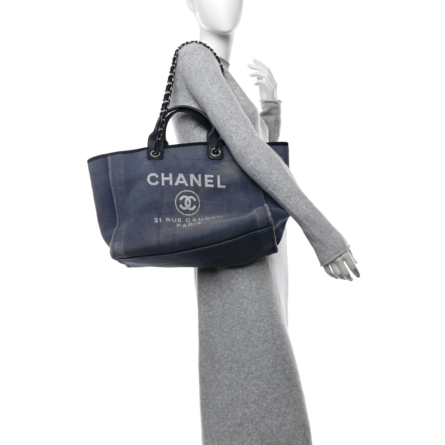 Chanel Canvas Medium Deauville Tote Blue 2 of 12