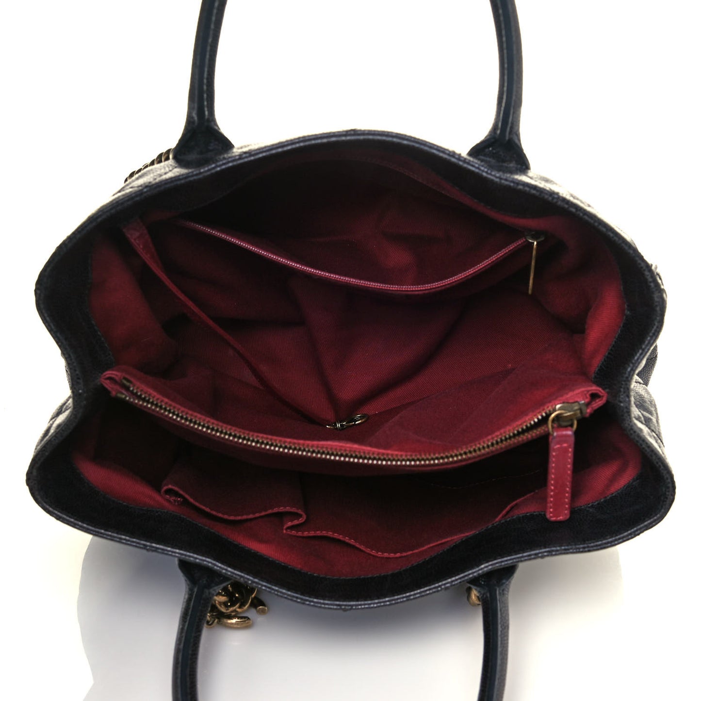 Glazed Caviar Quilted Small Shiva Tote Black