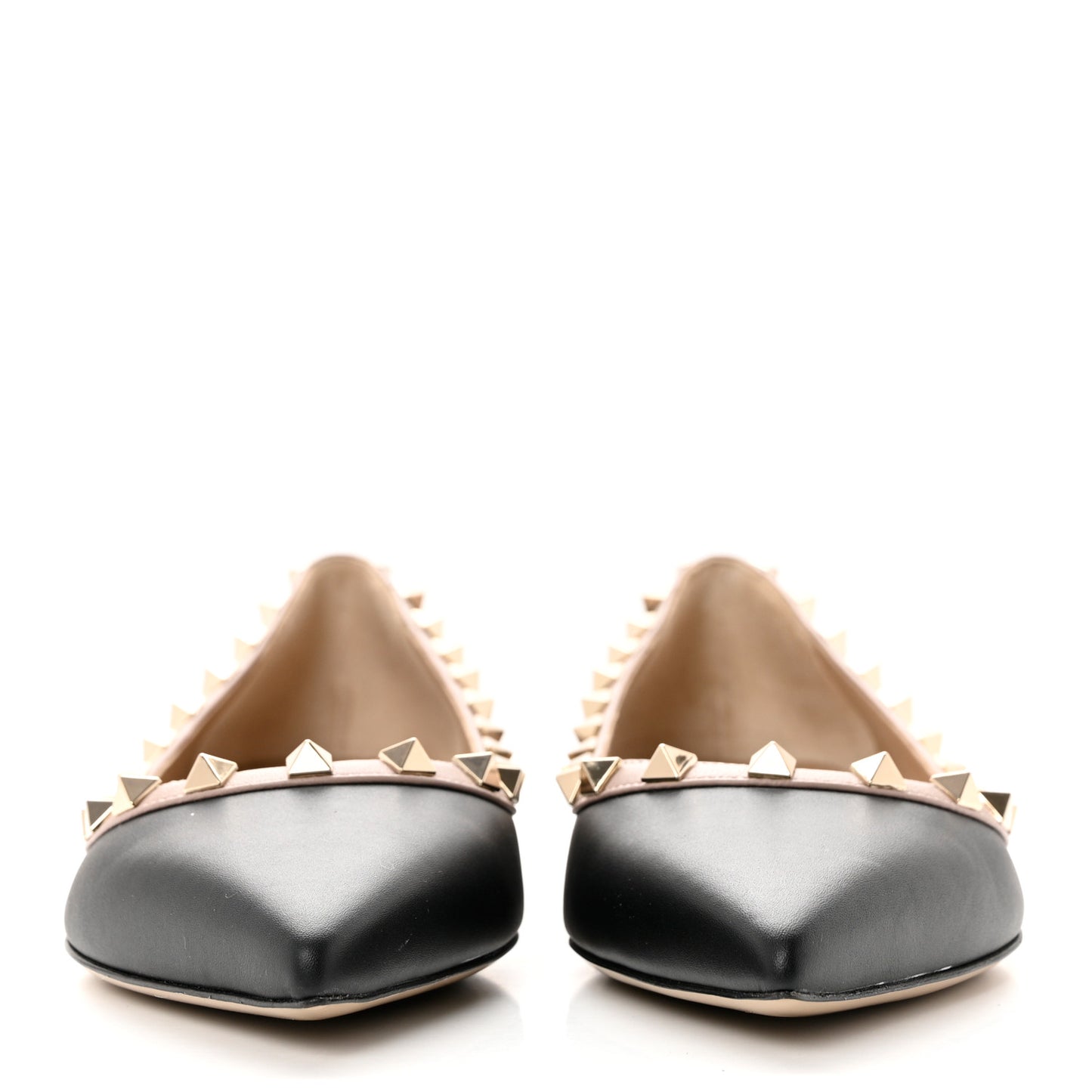 Calfskin Nappa Rockstud Ballerina Flats 37.5 Black Poudre