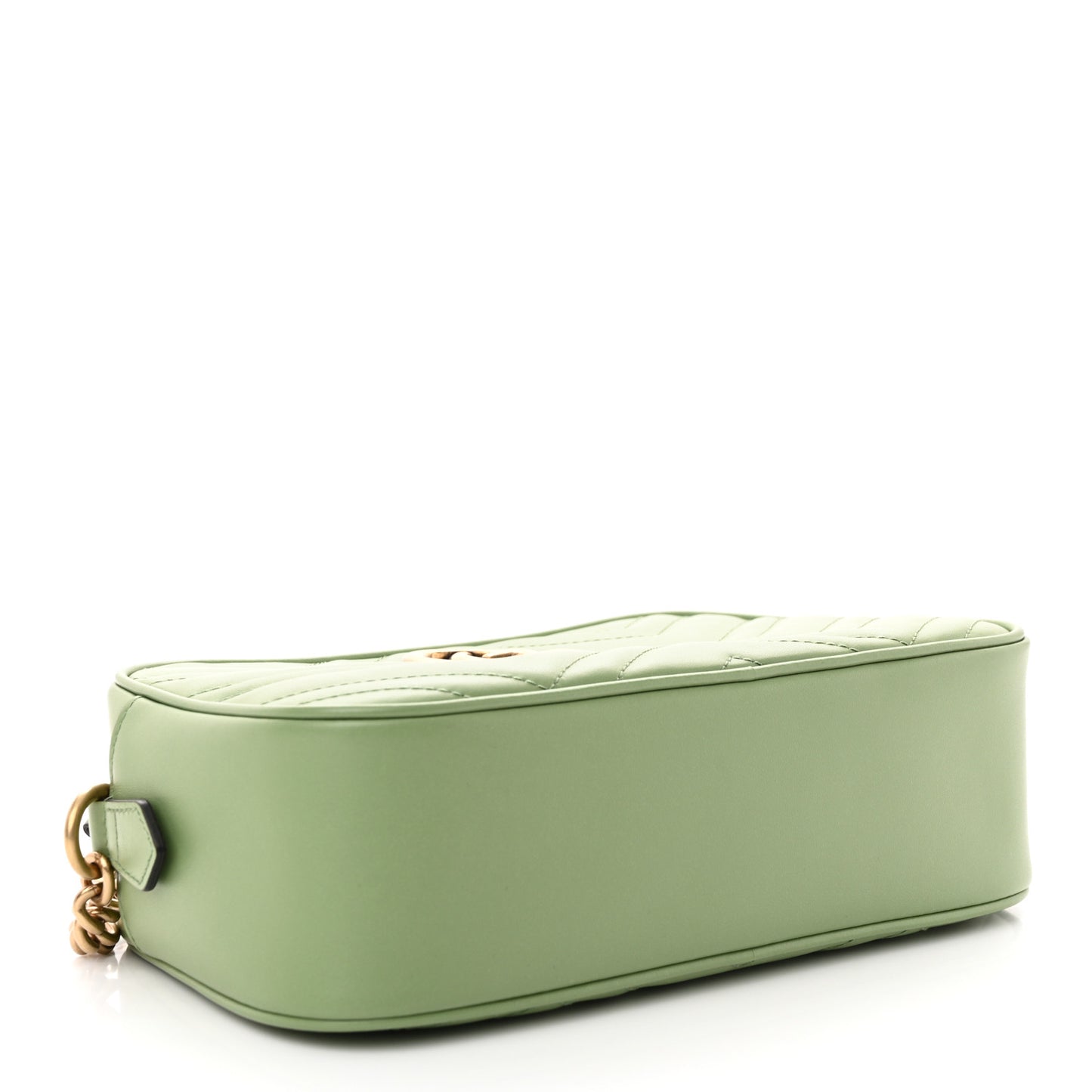 Calfskin Matelasse Chevron Small GG Marmont Chain Shoulder Bag Salamander Green