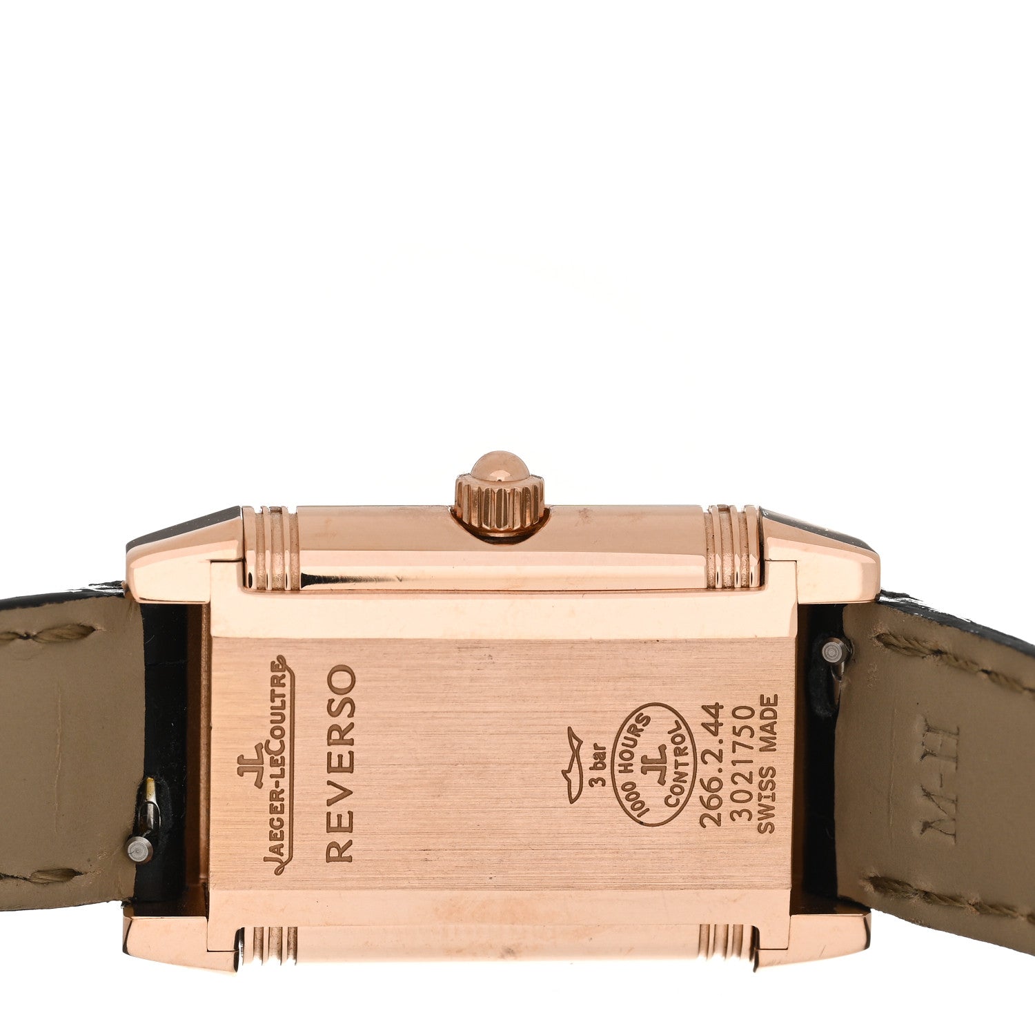 Jaeger-LeCoultre 18K Rose Gold Alligator Diamond 33mm Reverso Classic Duetto Manual Winding Watch Black Q2662420 6 of 7