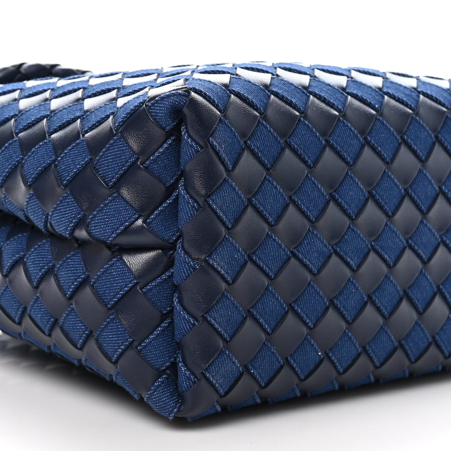 Nappa Intrecciato Denim Medium Andiamo Shoulder Bag Abyss Indigo
