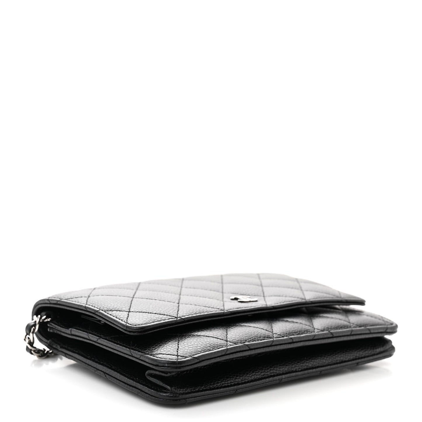 Caviar Quilted Wallet on Chain WOC Black