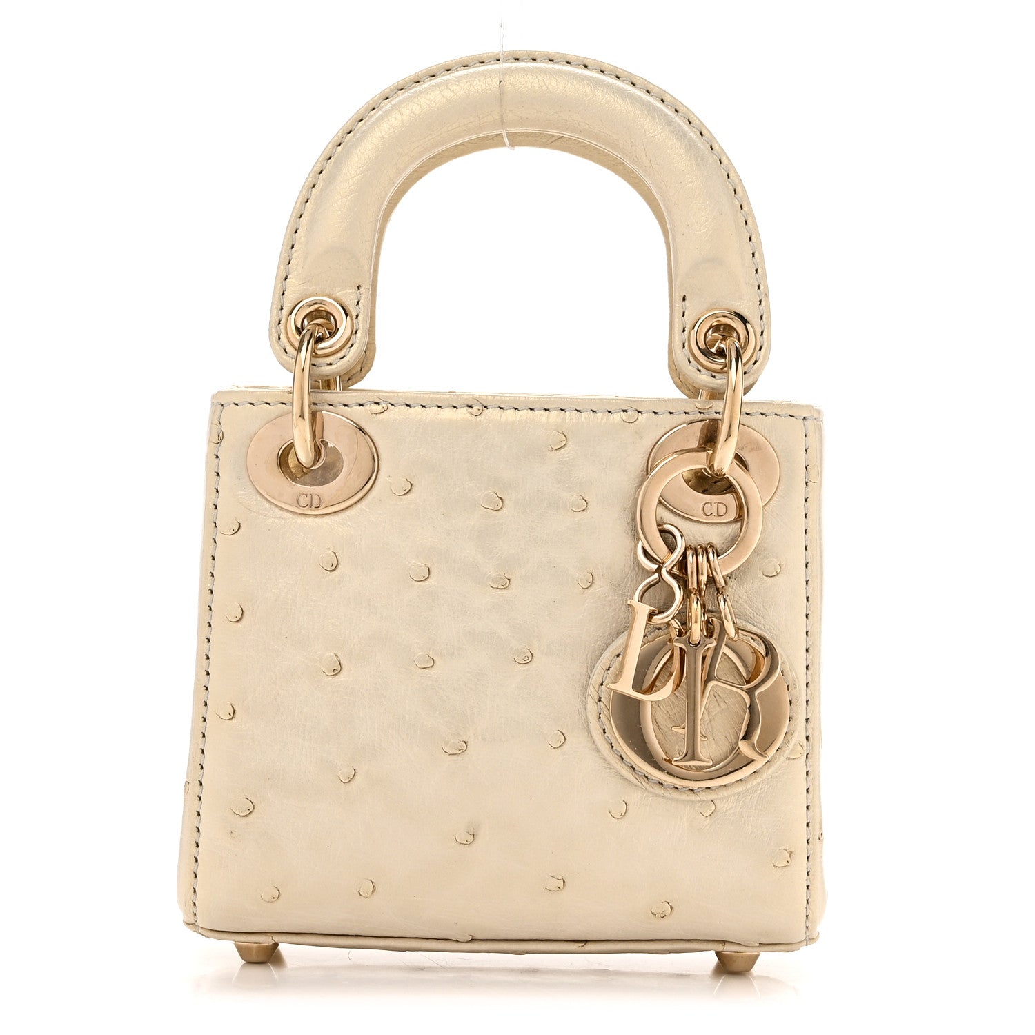 Christian Dior Iridescent Ostrich Micro Lady Dior Latte 1912528