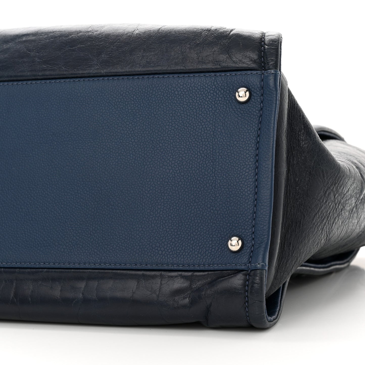 Glazed Calfskin Large Deauville Tote Blue