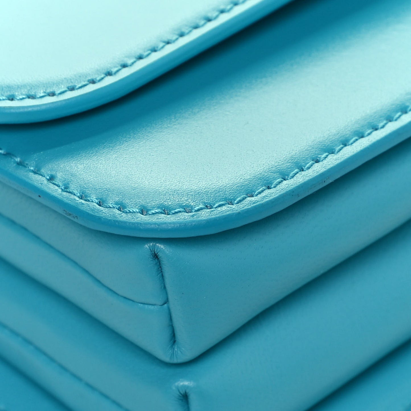Shiny Box Calfskin Small B Bag Turquoise