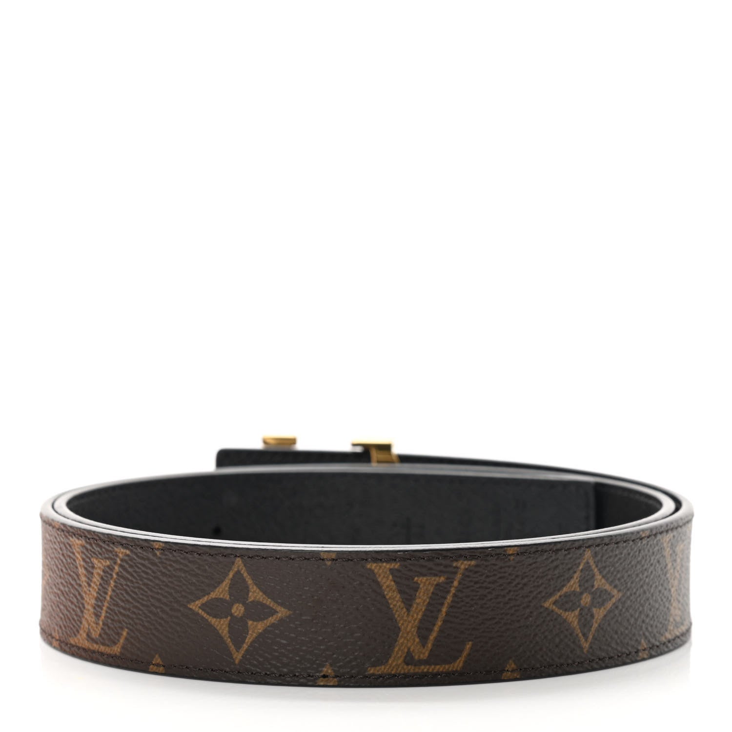 Louis Vuitton Calfskin Monogram 30mm LV Initiales Reversible Belt 85 34 Black 2 of 5