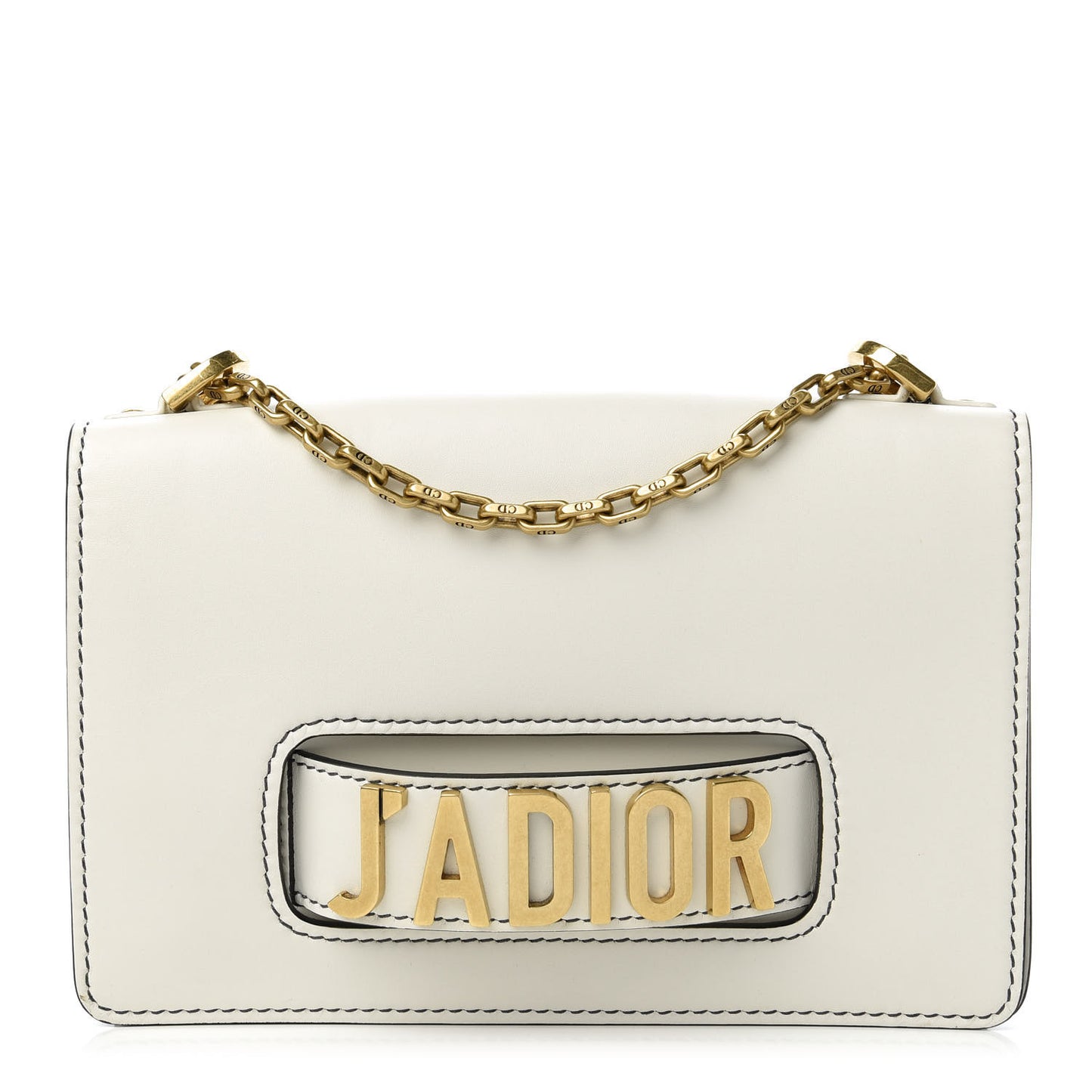 Calfskin J'Adior Chain Flap Bag Off White