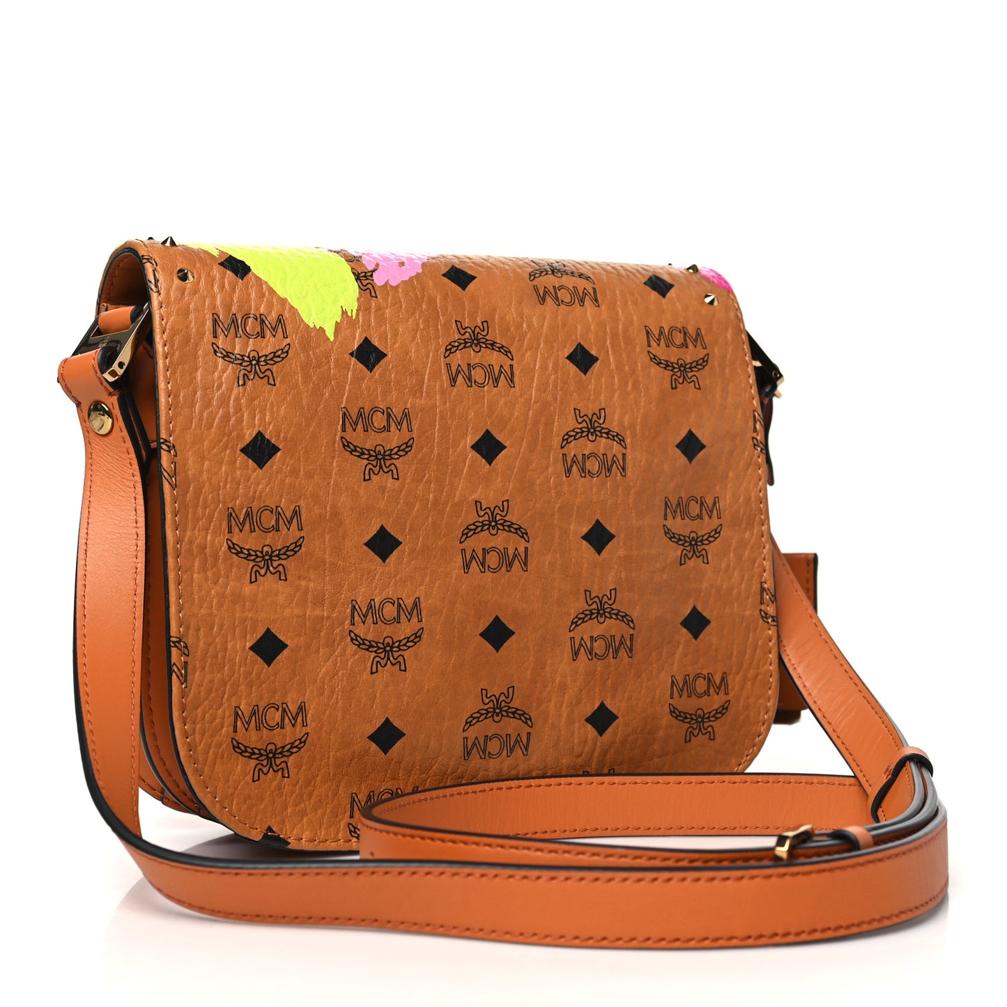 Visetos Patricia Crossbody Upcycling Bag Cognac Multicolor