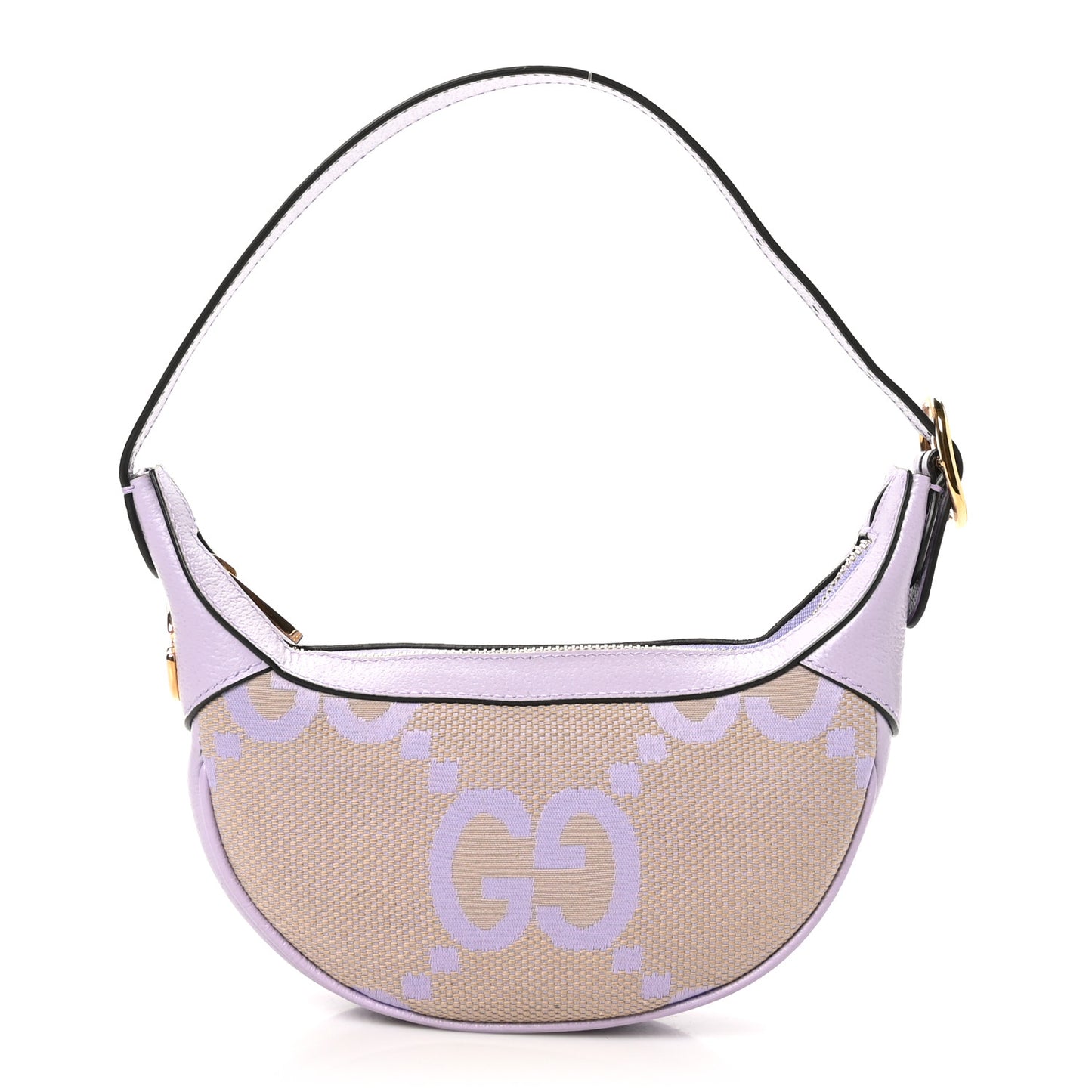 Monogram Jumbo GG Textured Dollar Calfskin Mini Ophidia Half Moon Hobo Beige Lapis