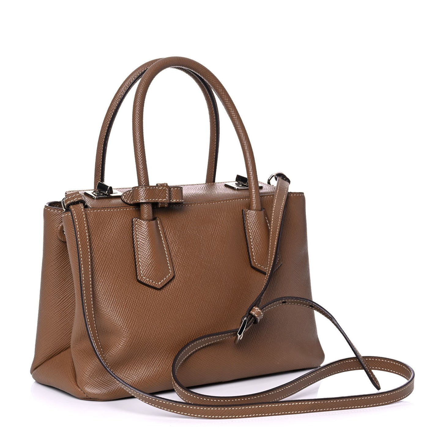 Saffiano Cuir Small Twin Tote Cannella Cocco