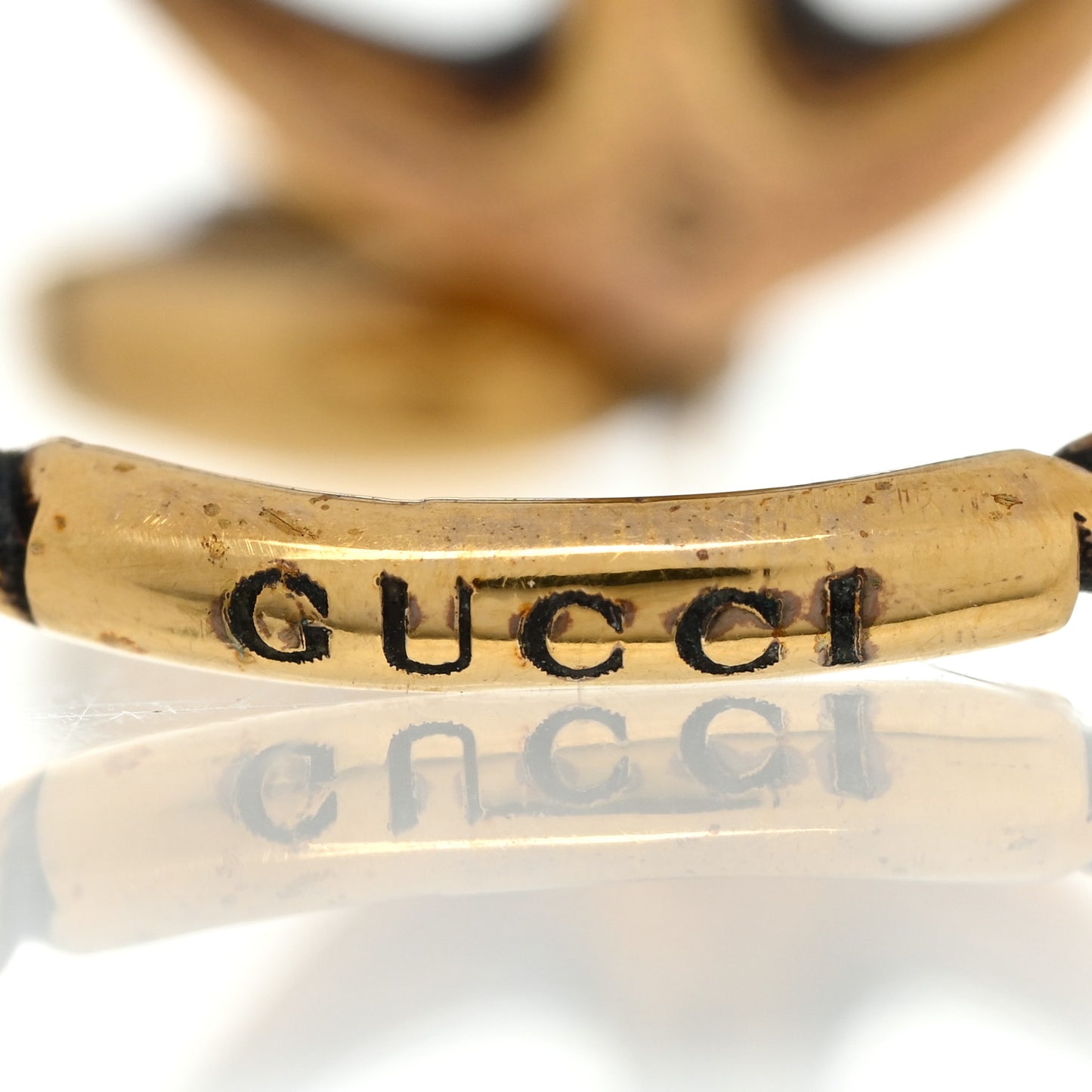 Metal Crystal Interlocking G Anchor Heart Ring 52 6 Gold