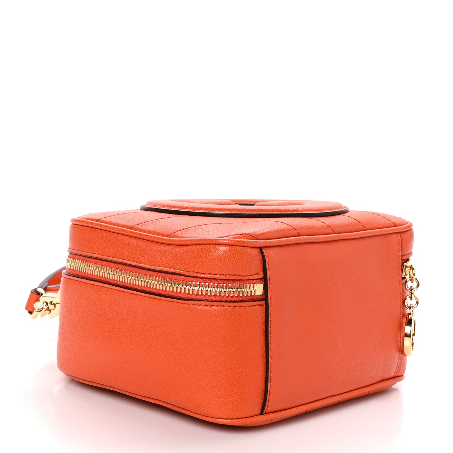 Sakai Be Green Calfskin Diagonal Stitched Small Blondie Shoulder Bag Orange