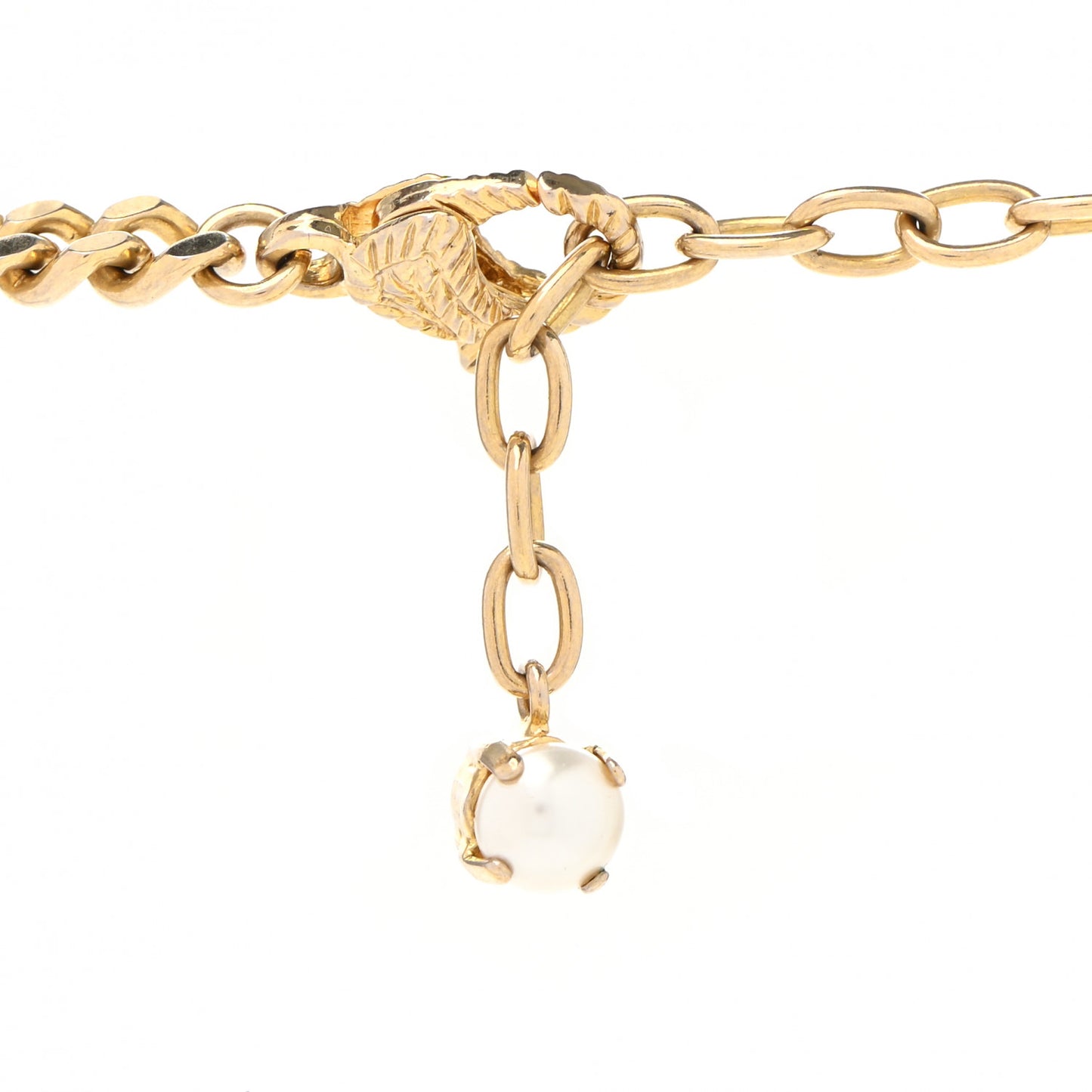 Pearl Embellished Double G Necklace Aged Gold