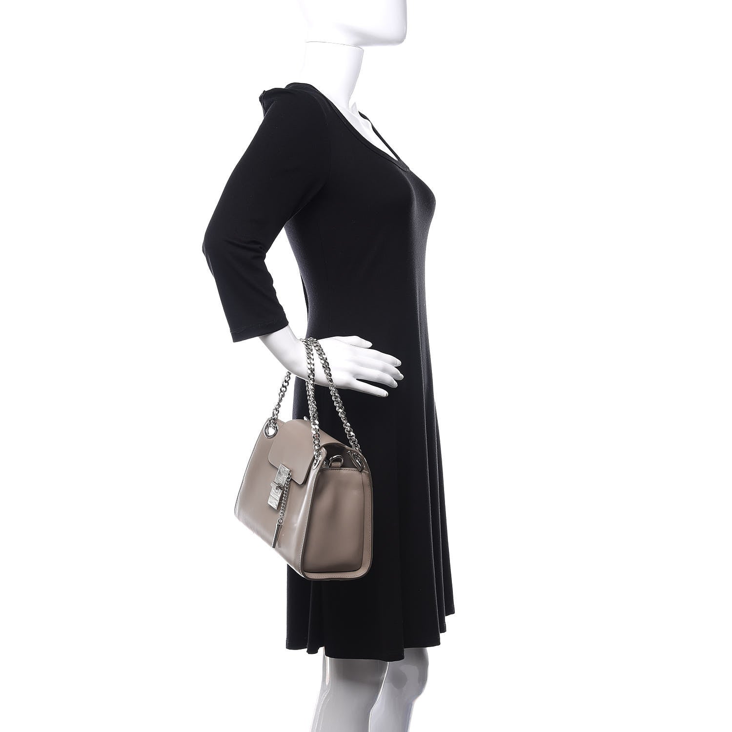 Chloe Shiny Calfskin Mini Annie Shoulder Bag Motty Grey 4 of 14