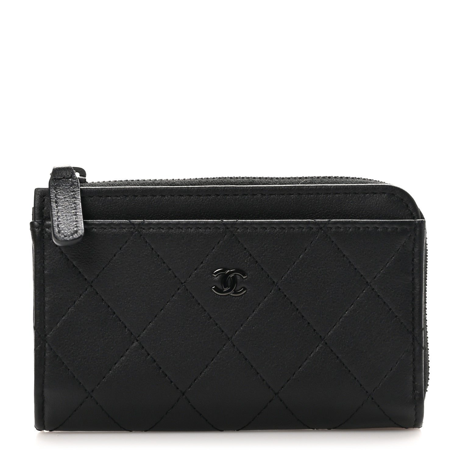 Chanel Lambskin Quilted Zip Card Holder So Black 1 of 9