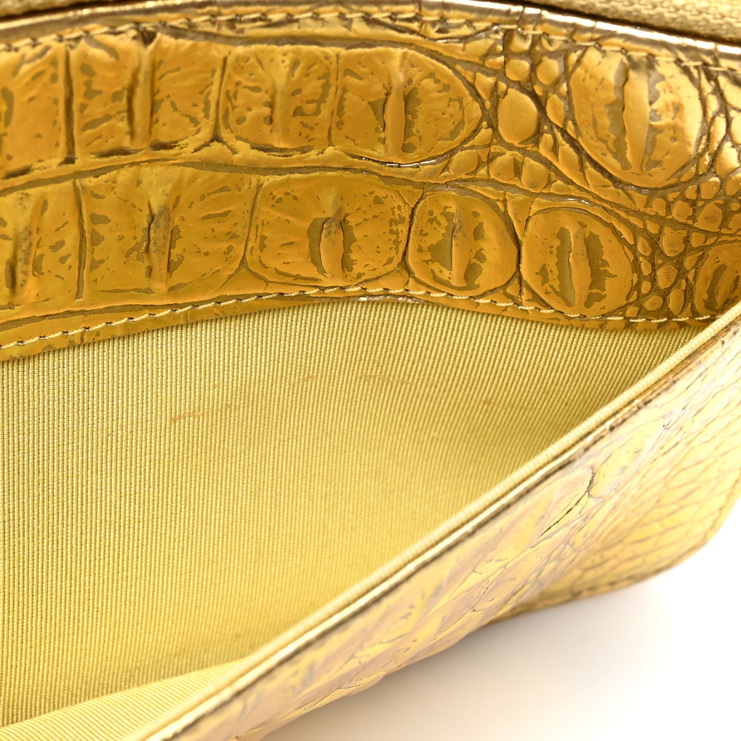 Metallic Calfskin Crocodile Embossed Cocodile Wallet On Chain WOC Gold