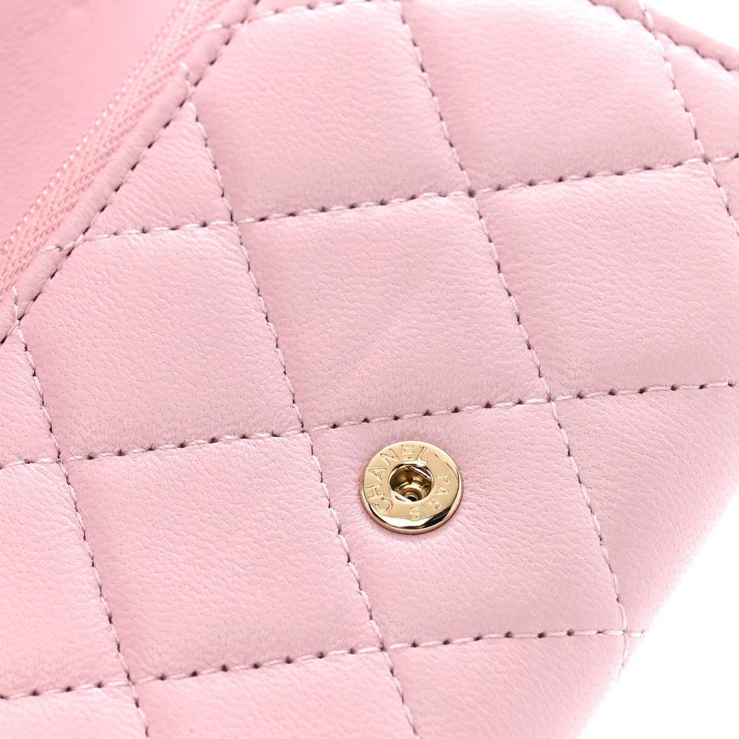 Lambskin Quilted Flap Card Holder Wallet Light Pink