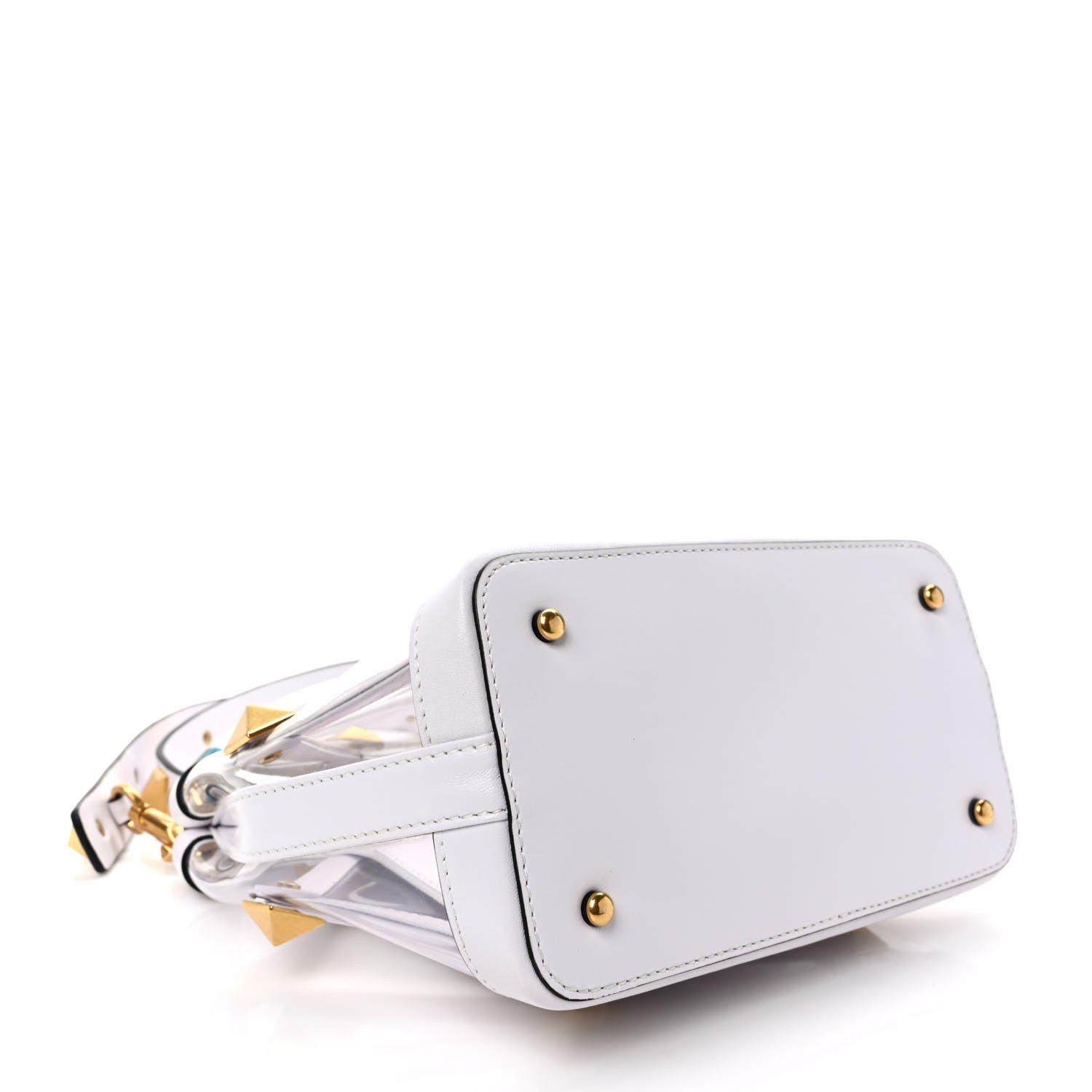 Valentino Garavani PVC Calfskin Small Roman Stud The Handle Bag Trasparente Optic White 4 of 8
