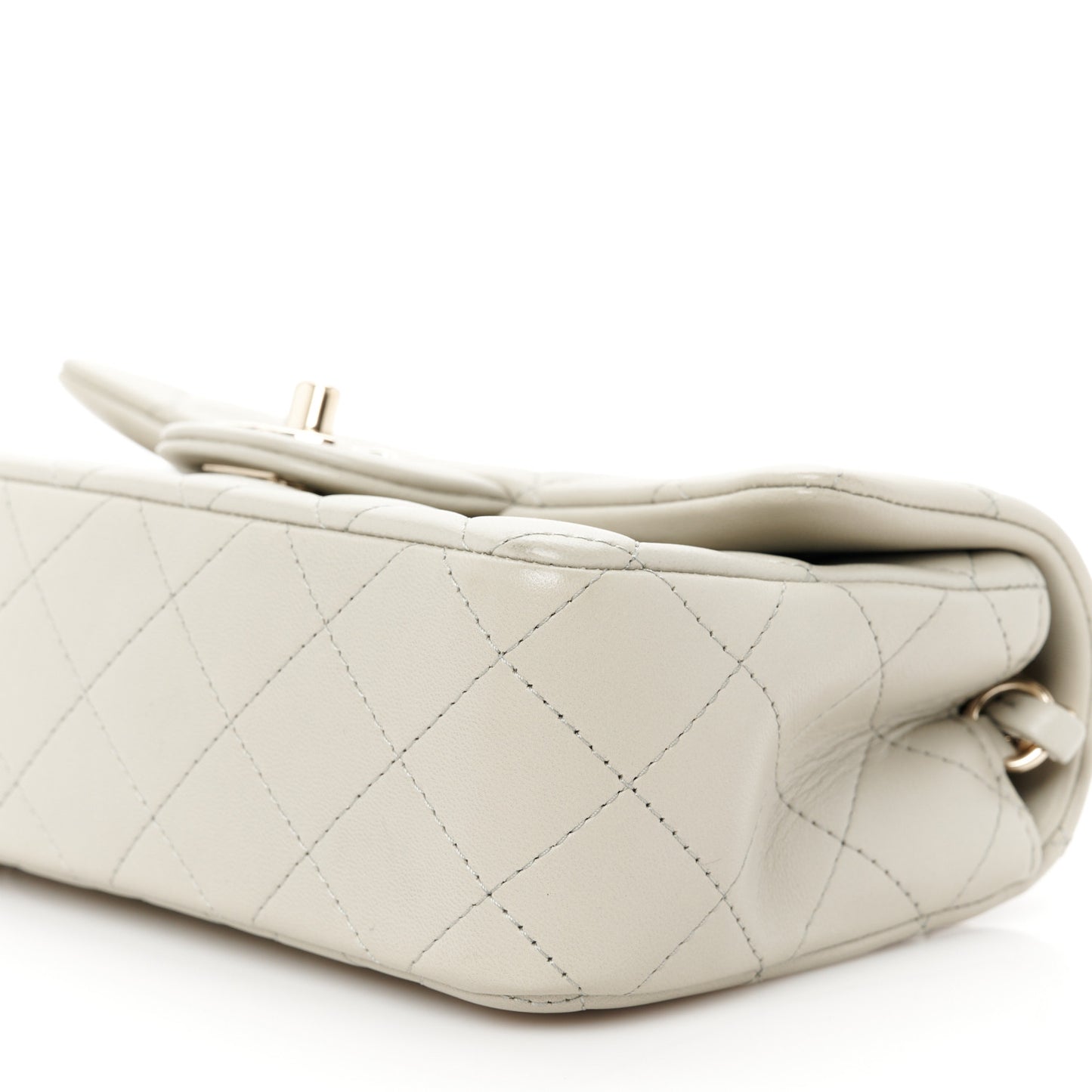 Lambskin Quilted Mini Rectangular Flap Grey