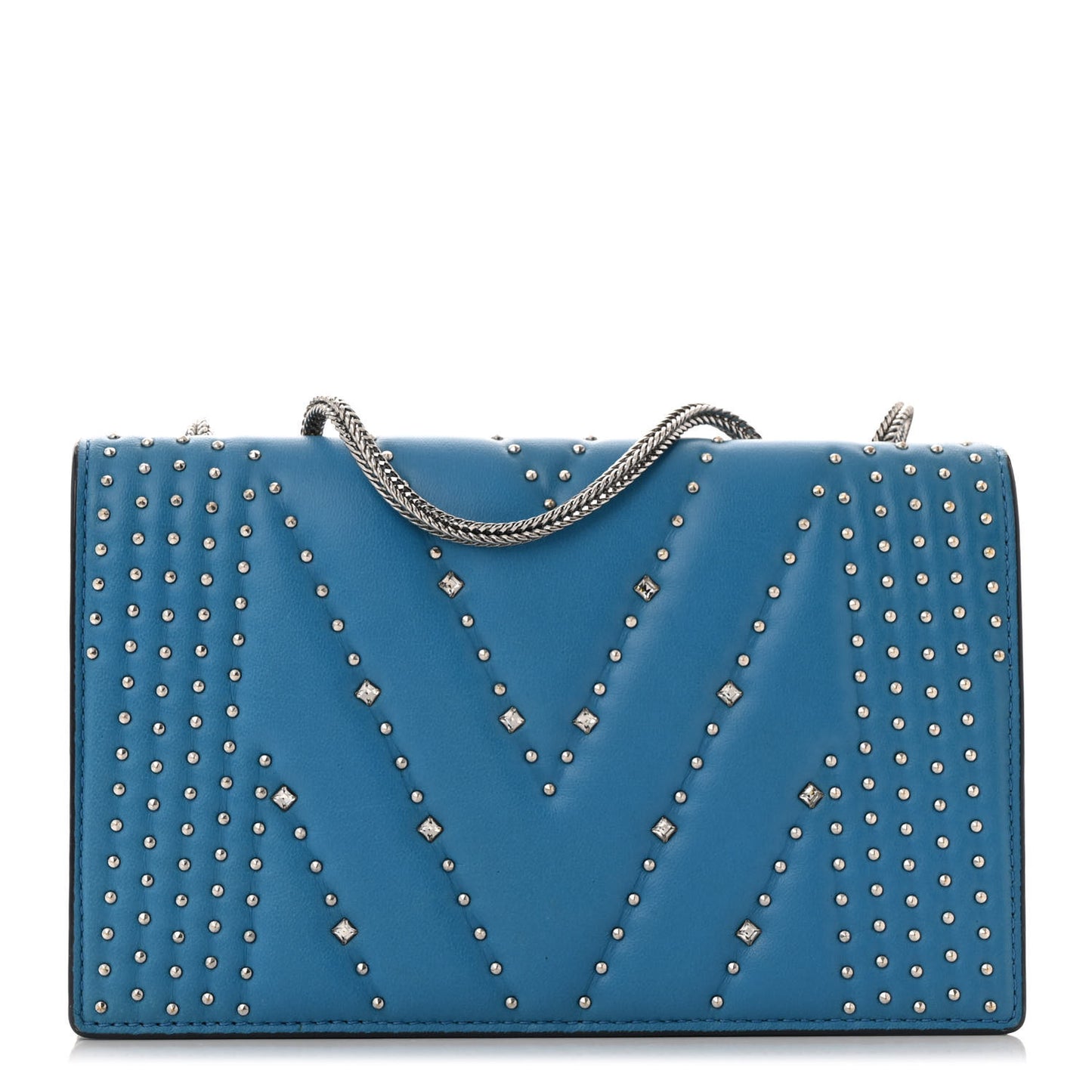 Lambskin Diamond Disco Flap Crossbody Bag Blue