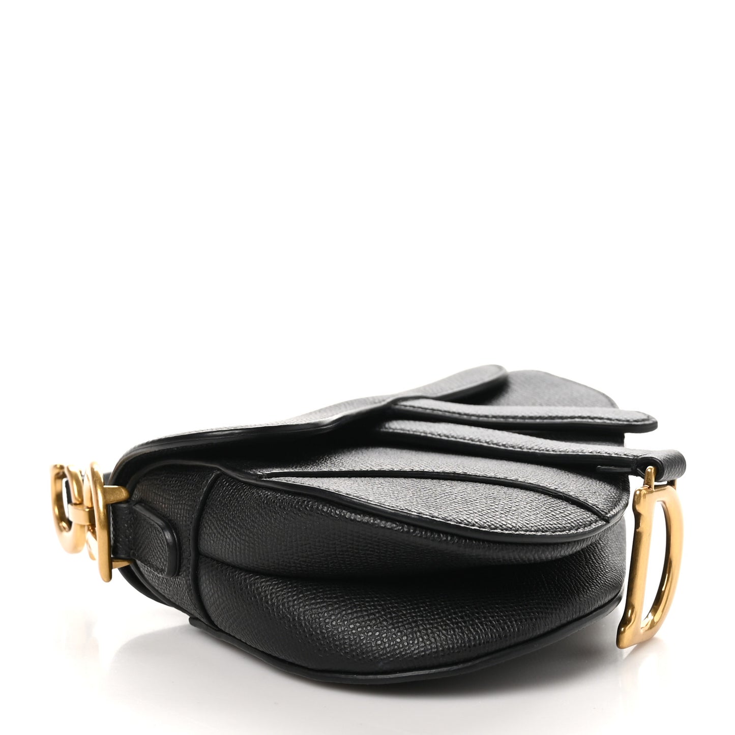 Grained Calfskin Mini Saddle Bag Black