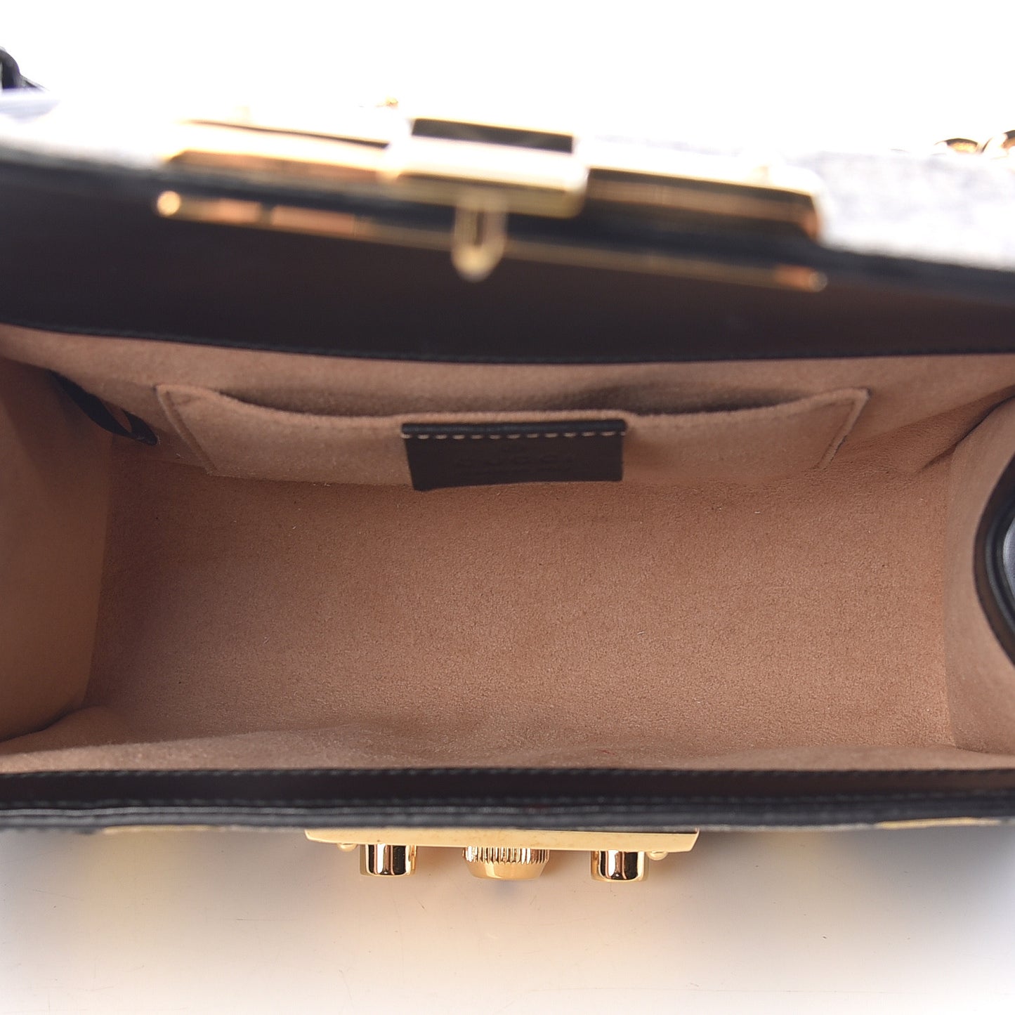 Calfskin GG Supreme Monogram Small Padlock Shoulder Bag Black Gold