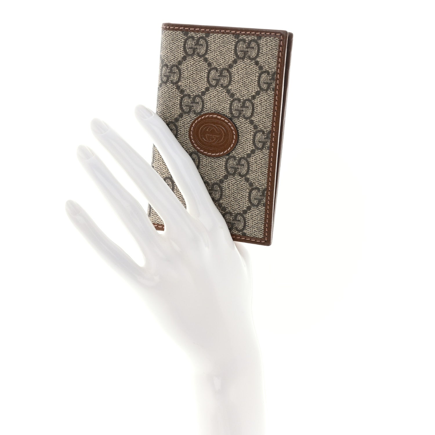 Gucci GG Supreme Monogram Azalea Calfskin Retro Interlocking G Card Case Beige Ebony Brown Sugar 3 of 11