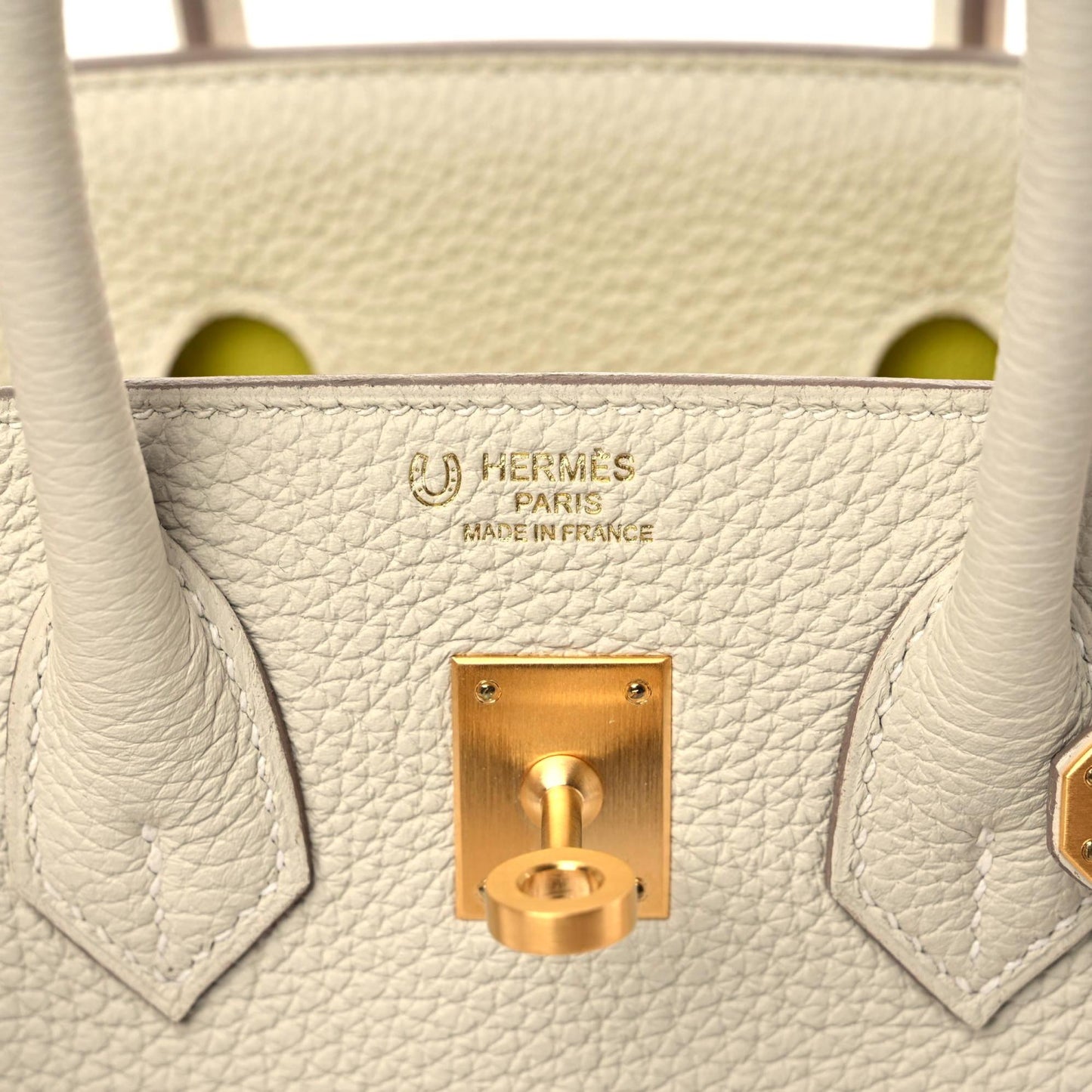 Togo Horseshoe Birkin 25 Craie Lime