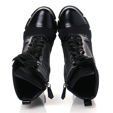 Spazzolato Re-Nylon Metal Triangle Logo 110mm Ankle Boots 36.5 Black
