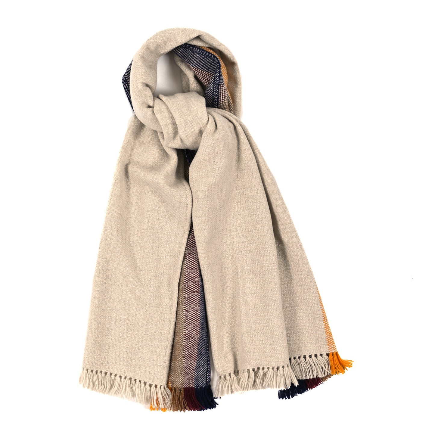 Yak Wool Striped Fringe Stole