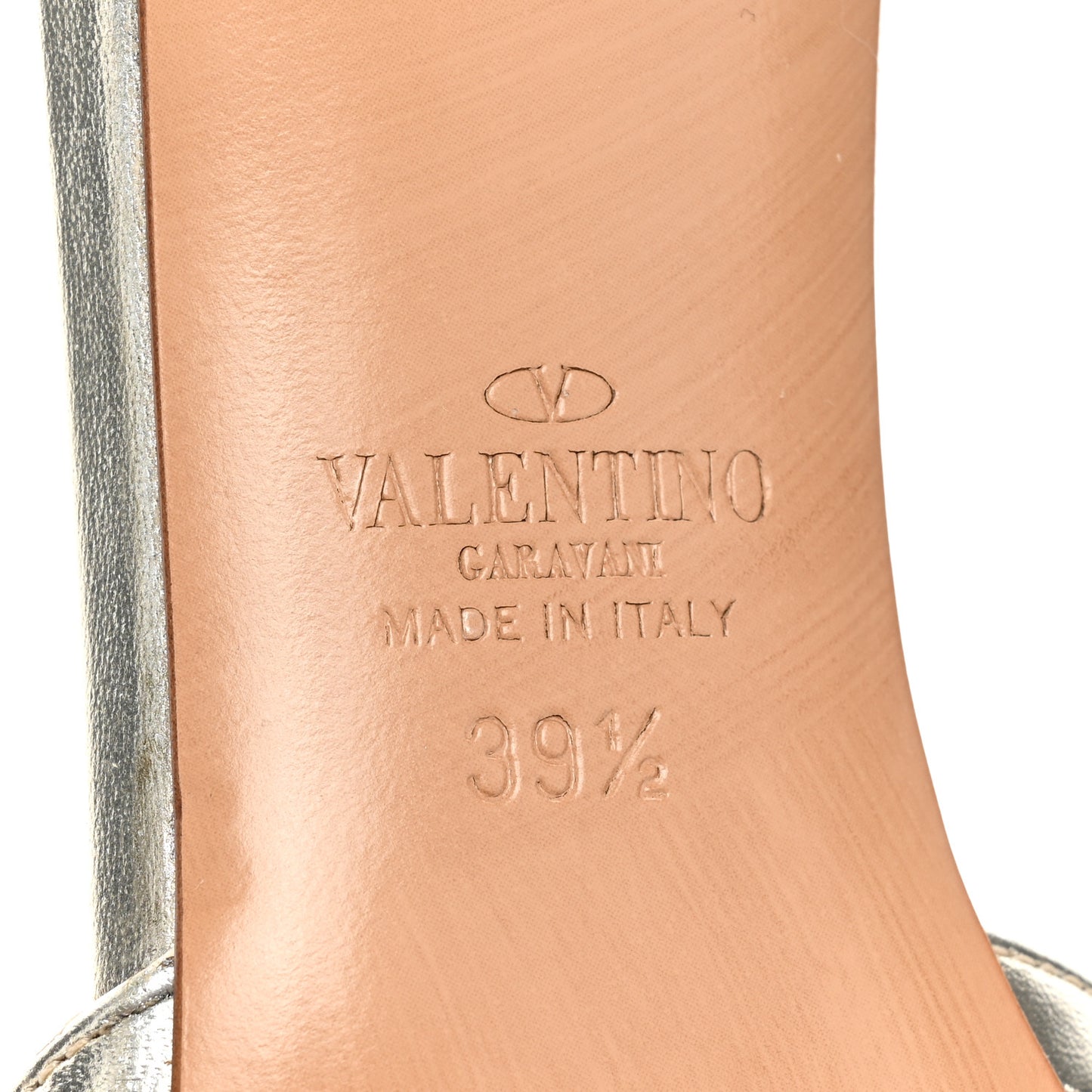 Metallic Nappa Rockstud Cross Strap D'Orsay 55mm Pumps 39.5 Platino