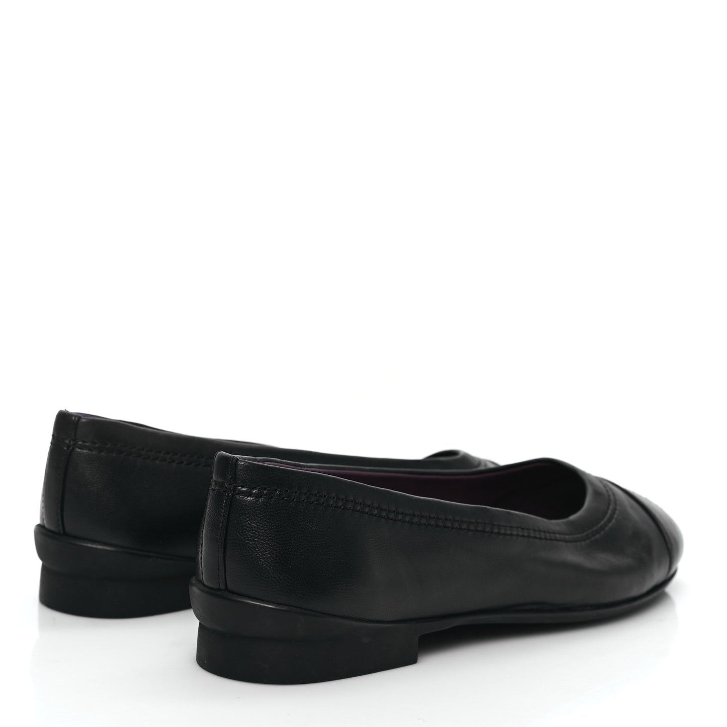 Lambskin Cap Toe CC Uniform Ballerina Flats 36.5 Black