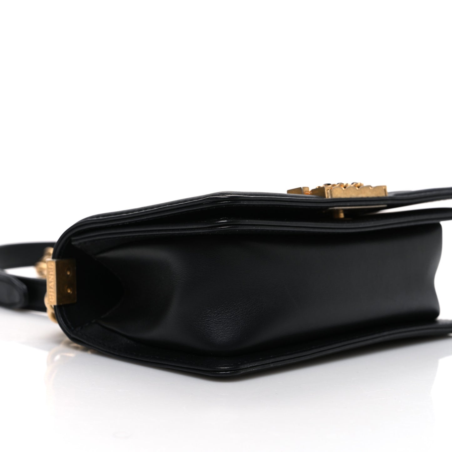 Lambskin Quilted Small Chain Around Boy Flap Black