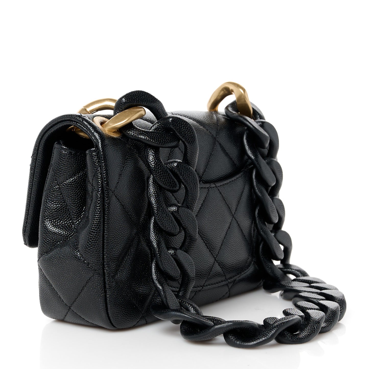 Caviar Quilted Funky Match Mini Flap Black