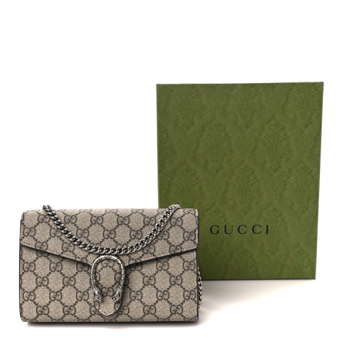 GG Supreme Monogram Mini Dionysus Chain Wallet Beige Taupe