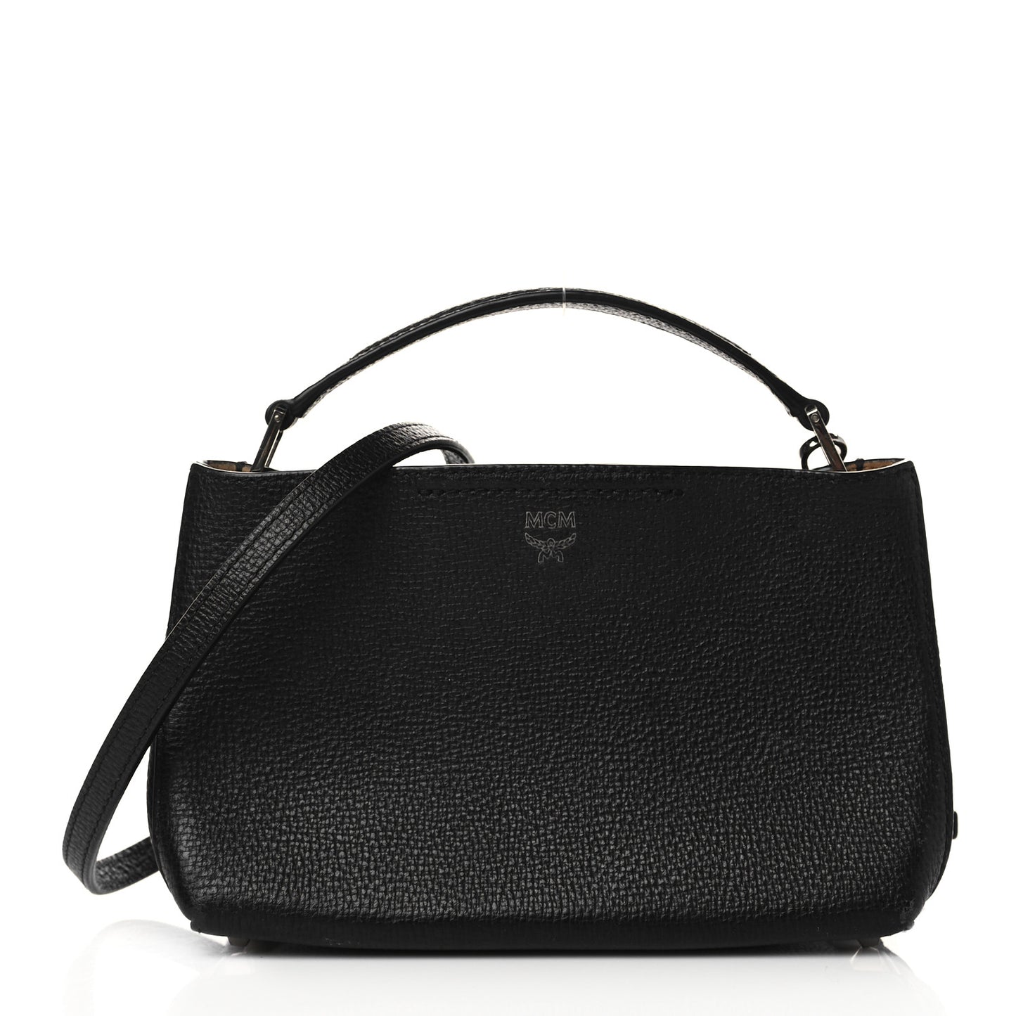 Grained Calfskin Top Handle Crossbody Black