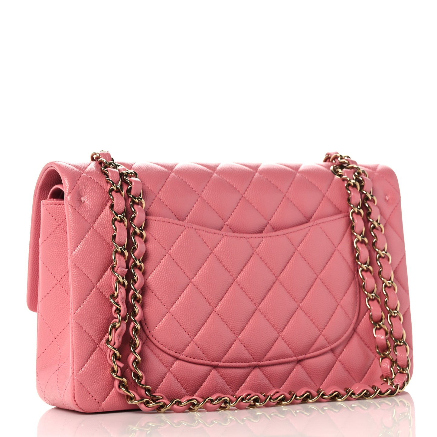 Caviar Quilted Medium Double Flap Dark Pink