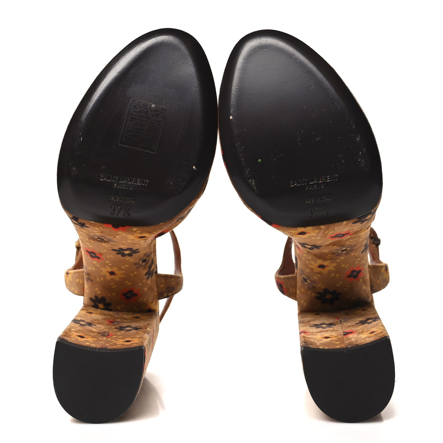 Suede Bianca Flower 85 Platform Sandals 38.5 Tan
