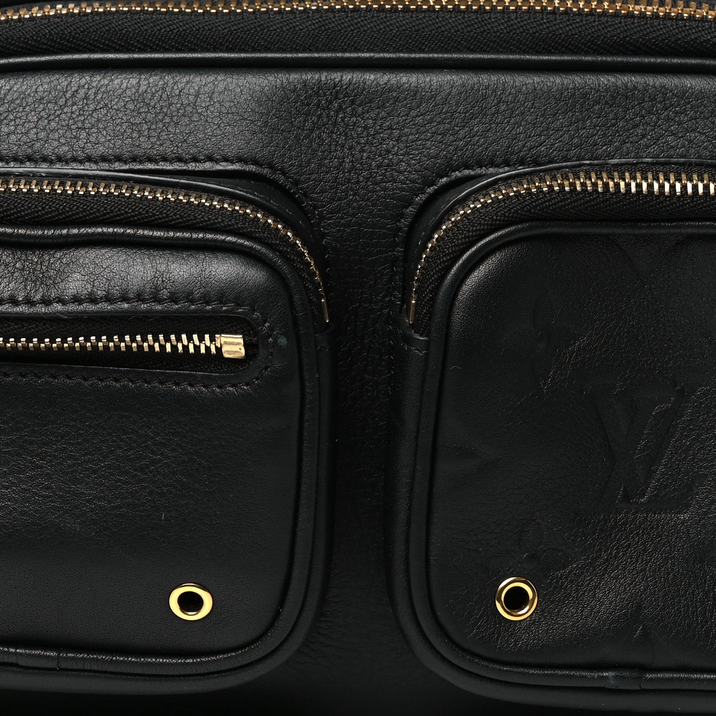 Calfskin Monogram Embossed Utility Crossbody Black
