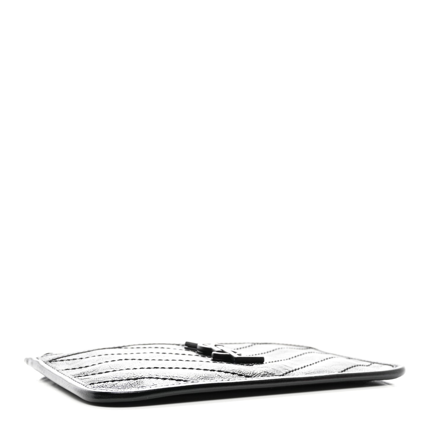Crinkled Calfskin Matelasse Monogram Niki Bill Pouch Black