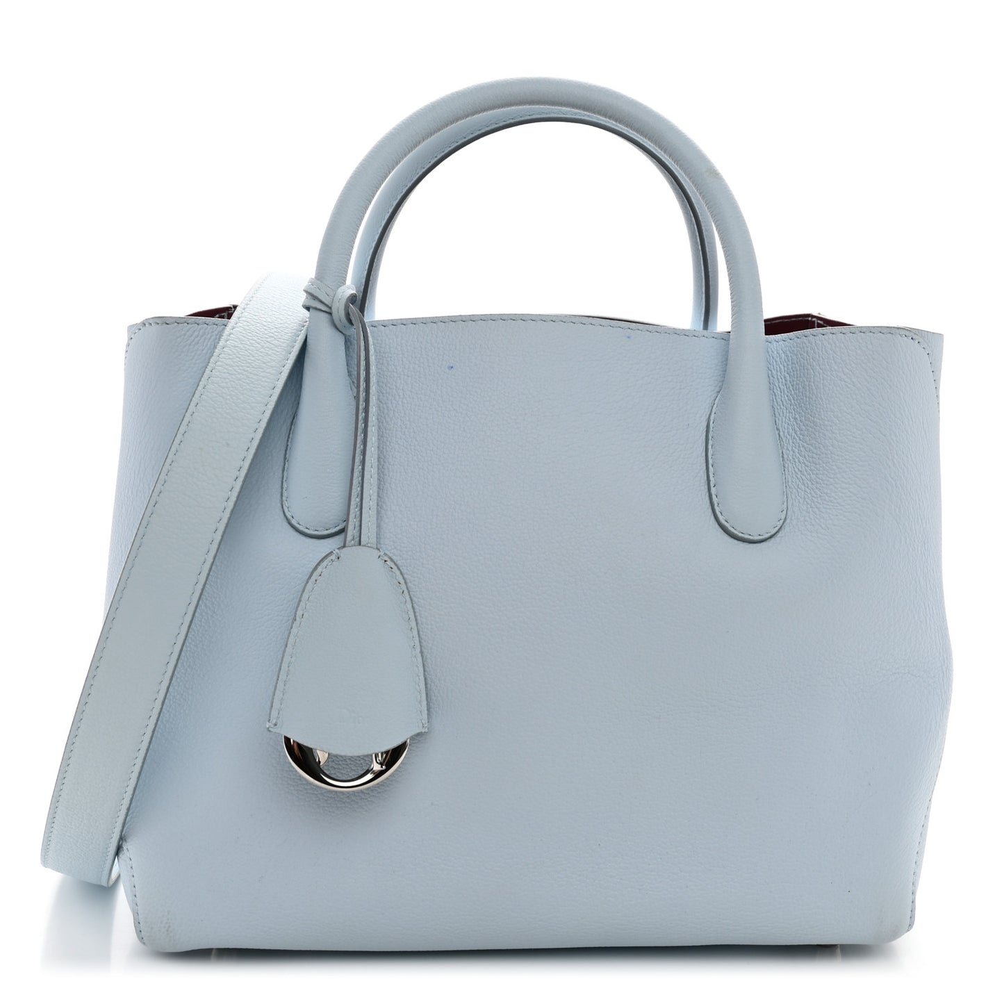Supple Grained Calfskin Medium Open Bar Tote Light Blue