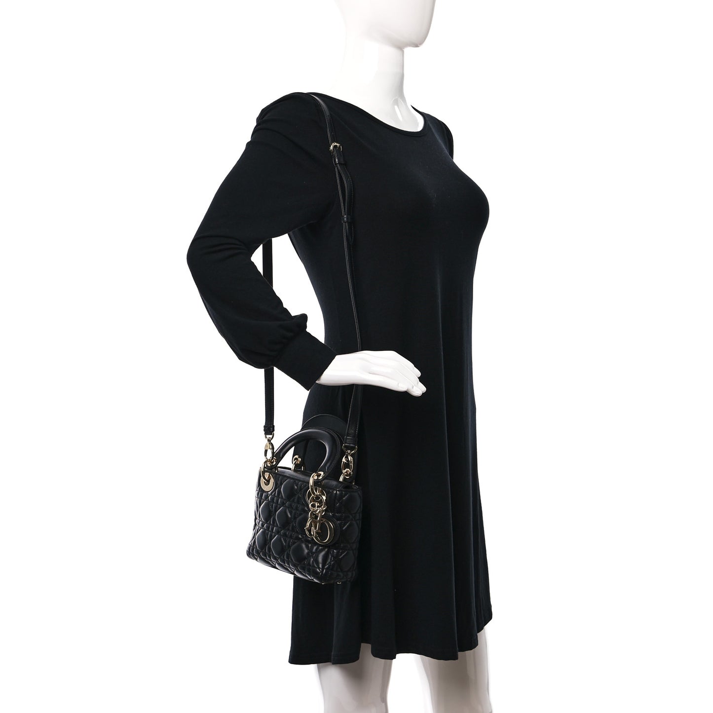 Lambskin Cannage Mini Lady Dior Black