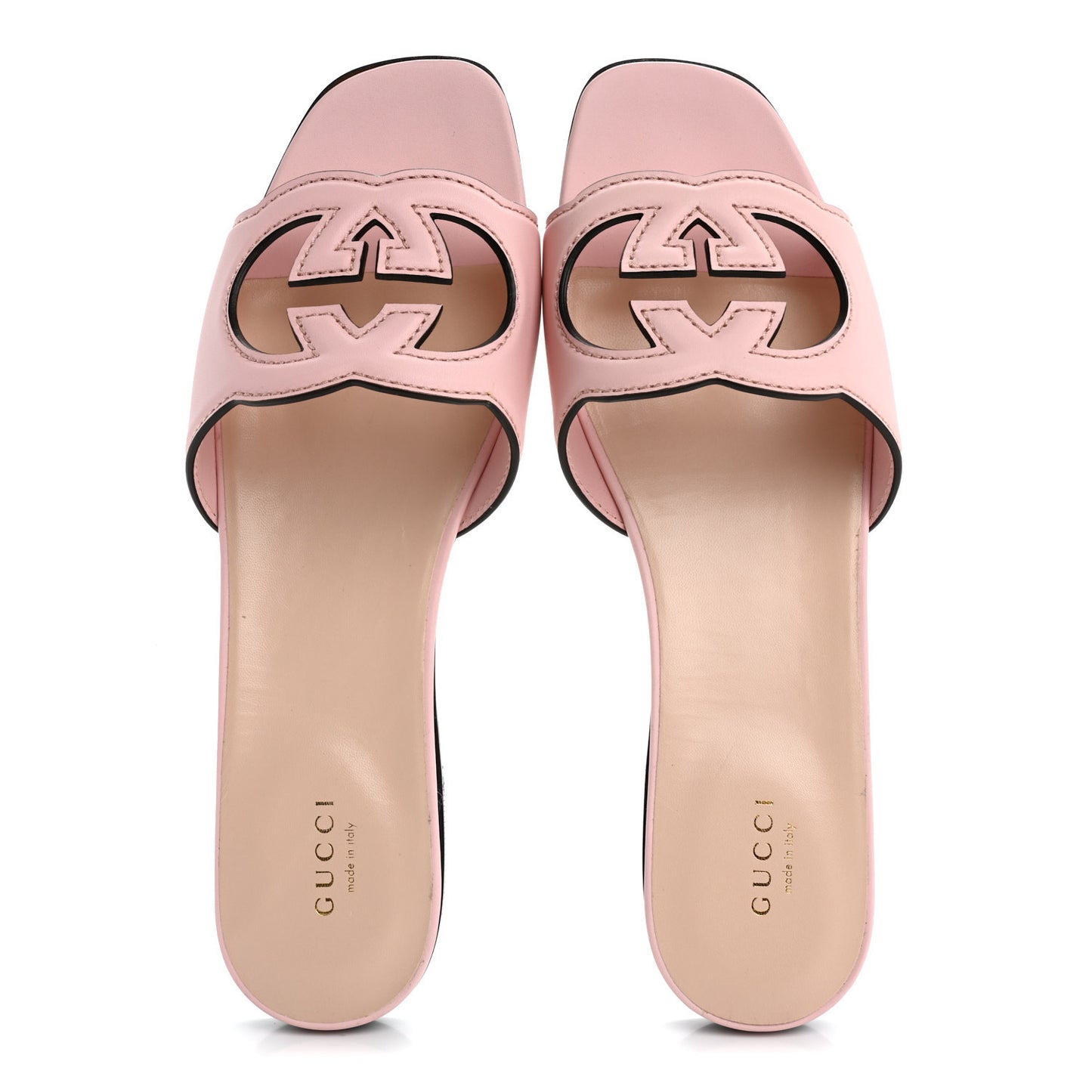 Cosmos Softy Calfskin Interlocking G Cut Out Slide Sandals 40 Pastel Pink