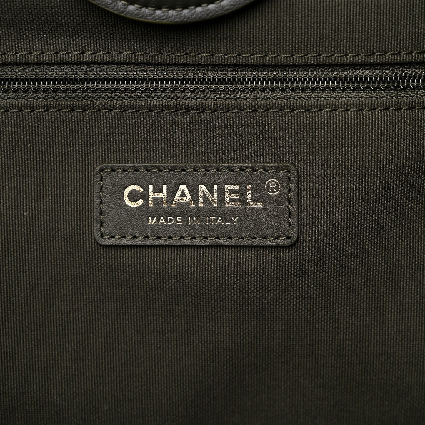 Calfskin Embossed Medium Deauville Tote Khaki